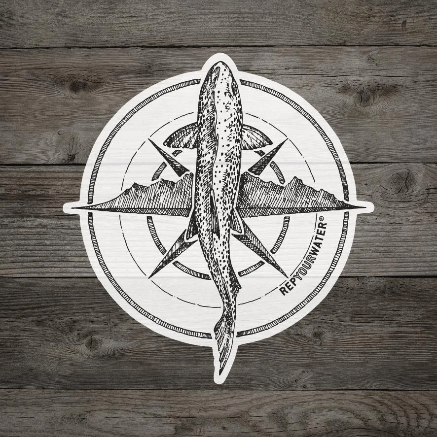 Rep Your Water Trout Compass Sticker - Premium Outdoor & Fishing Gift 1 Rep Your Water Trout Compass Sticker