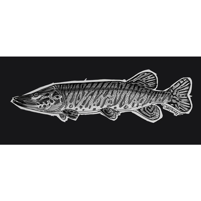 DeYoung Studio Musky Sketch Decal - Unique Gift & Accessory for Fishing Enthusiasts 1 DeYoung Studio DeYoung Musky Sketch Decal