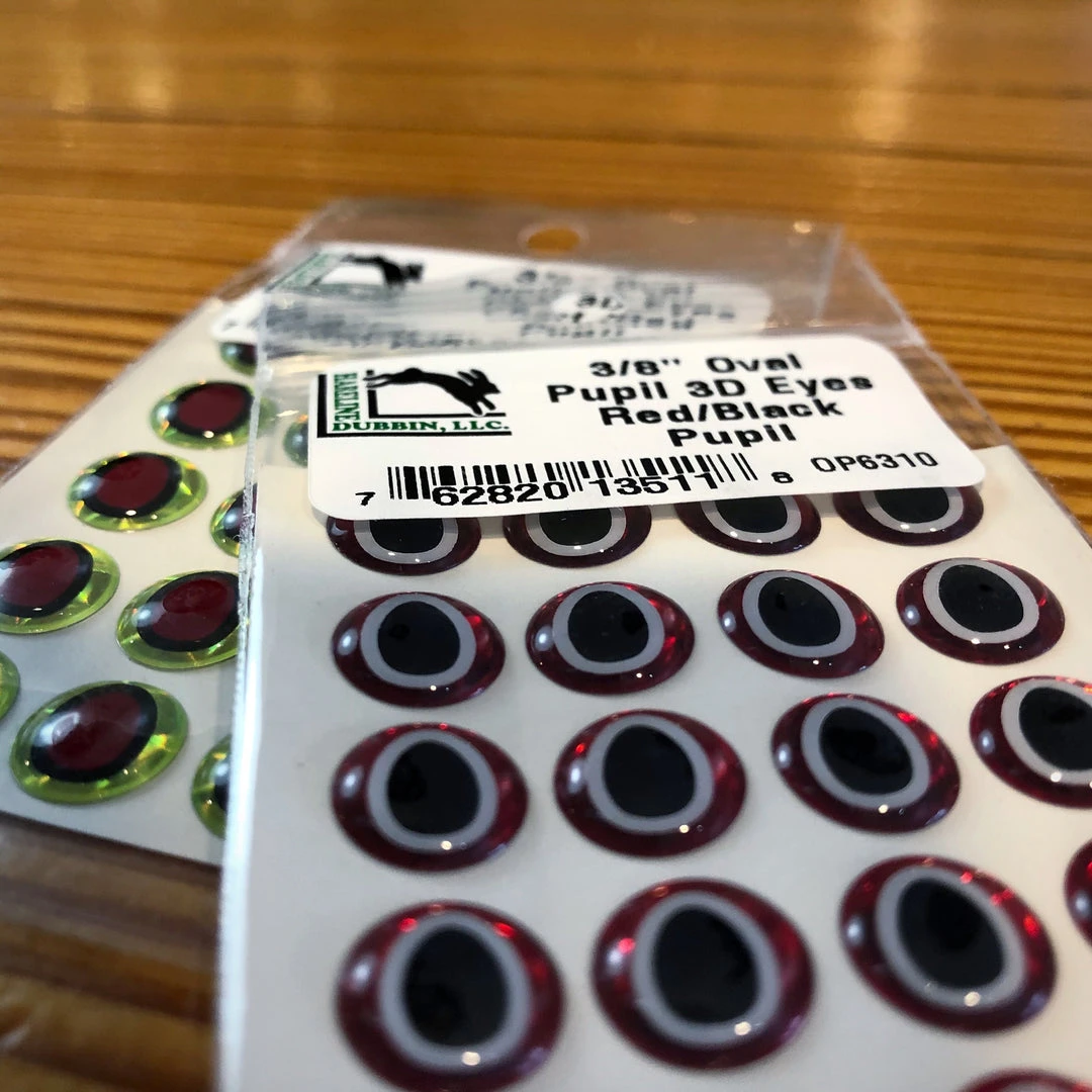 Hareline Dubbin 3D Oval Pupil Eyes - Premium Fly Tying Beads, Cones & Eyes for Realistic Fly Patterns 1 Hareline Dubbin Beads, Cones & Eyes Oval Pupil 3D Eyes
